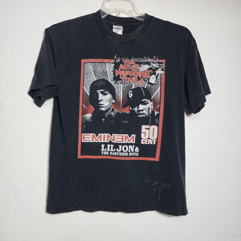 Distressed Vintage Eminem T Shirt Medium Black 2005 Anger Management Tour 3 Tee